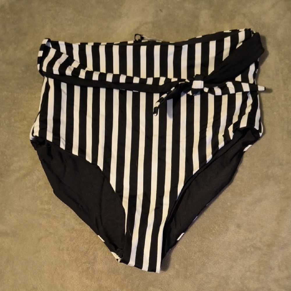 NWT Coral Reef | Chic Striped High-Waist Bikini Bottom